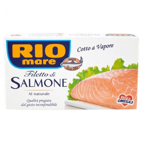 Przejdź do produktu Łosoś w zalewie Filetto di Salmone al Naturale 125g - Rio Mare