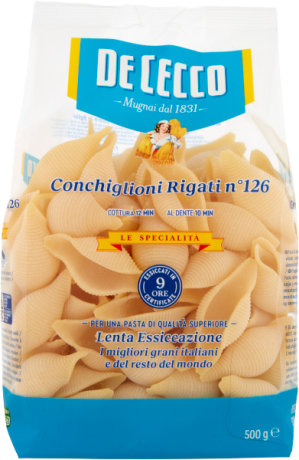 Przejdź do produktu Makaron Le specialita' Conchiglioni Rigati n126 500g - De Cecco
