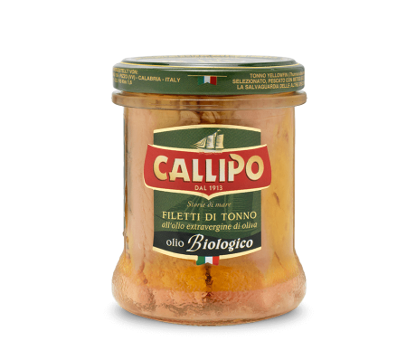 Przejdź do produktu Filety z tuńczyka w oliwie Filetti di Tonno Bio 170g - Calippo