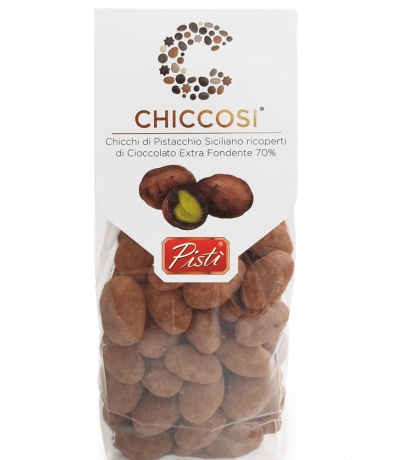Przejdź do produktu Pistacje pokryte ciemną czekoladą włoskie 200g - Pisti