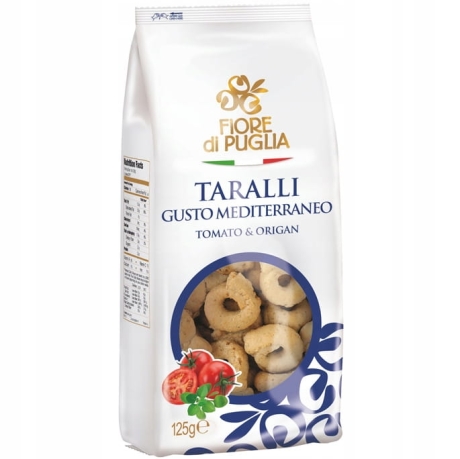 Przejdź do produktu Taralli gusto mediterraneo Tomato&Origano 125g - Fiore di Puglia