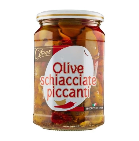 Przejdź do produktu Oliwki zielone w pikantnej zalewie Schiacc Piccanti 520g - Citres