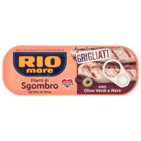 Przejdź do produktu Filety z makreli z oliwkami Filetti di sgombro grigliati con olive 120g - Rio Mare