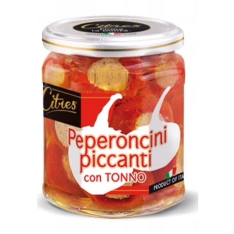 Przejdź do produktu Ostre papryczki z tuńczykiem w zalewie Piccanti Tonno 190g - Citres