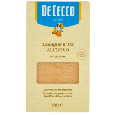 Przejdź do produktu Makaron Lasagna n112 all'Uovo 500g - De Cecco