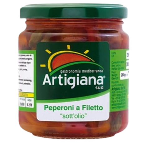 Przejdź do produktu Sałatka z papryki z kaparami i oliwkami 280g - Artigiana