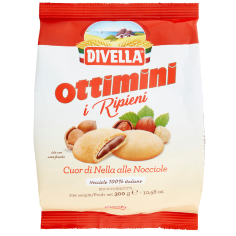 Przejdź do produktu Ciastka Ottimini Cuore di Nella Ripirni Nocciole 300g - Divella