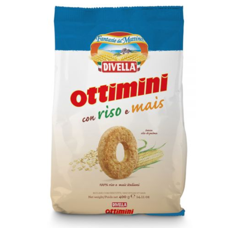 Przejdź do produktu Ciastka Ottimini Riso e Mais 400g - Divella