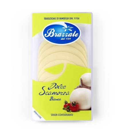 Przejdź do produktu Ser biały bez laktozy  scamorza bez laktozy plastry 80 g - Brazzale