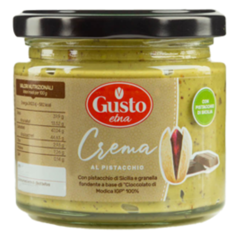 Przejdź do produktu Krem pistacjowy z pistacji sycylijskich z czekoladą  Crema al pistacchio 190g - Gusto Etna
