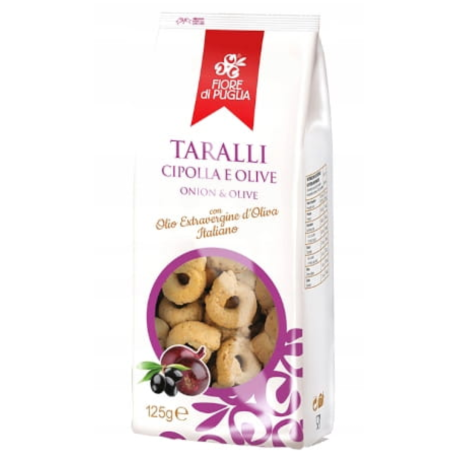 Przejdź do produktu Taralli cipolla e olive Onion&Olive 125g - Fiore di Puglia