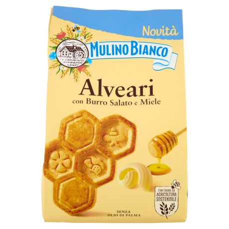 Przejdź do produktu Ciastka kruche z palonym masłem z miodem Alveari 300g - Mulino Bianco