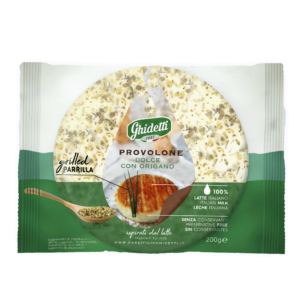 Przejdź do produktu Ser łagodny Provolone w krążku do grillowania z oregano 200g - Ghidetti