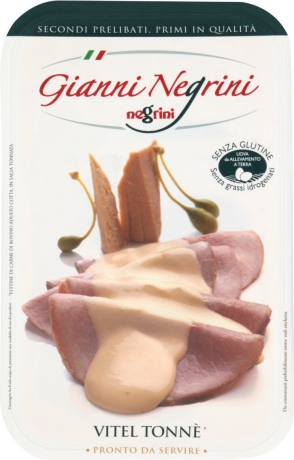 Przejdź do produktu Cielęcia w plastrach w sosie z tuńczyka 170g - Gianni Negrini