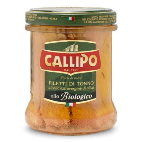 Przejdź do produktu Filety z tuńczyka w oliwie Filetti di Tonno Bio 170g - Calippo