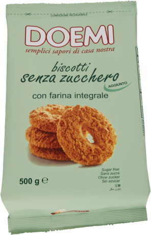 Przejdź do produktu Ciastka bez cukru i bez laktozy pełne ziarno  Biscotti 500g - Doemi
