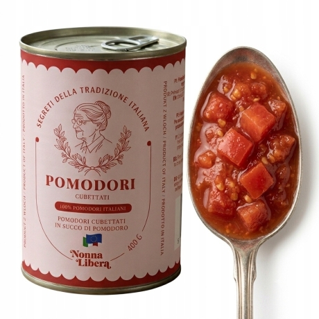 Przejdź do produktu Pomidory krojone Pomodori cubettati 400g - Nonna Libera