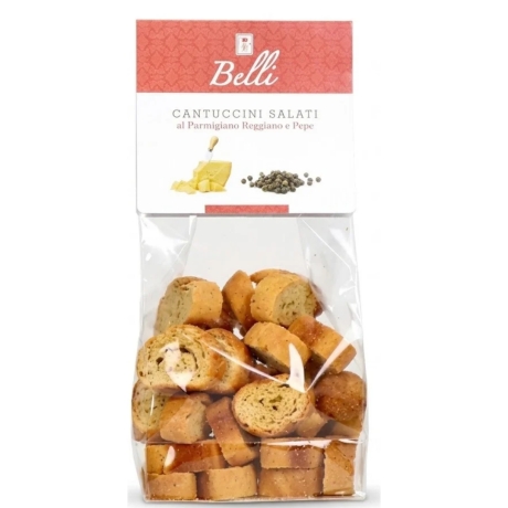 Przejdź do produktu Ciasteczka Cantuccini Salati al Parmigiano Reggiano e Pepe Nero 150g - Belli